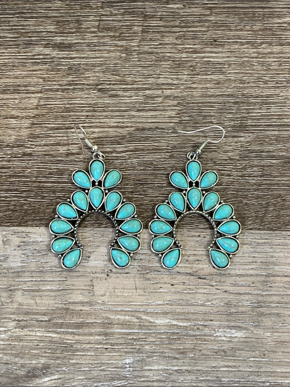 Turquoise Teardrop Cluster Dangle Earrings - Women Jewelry